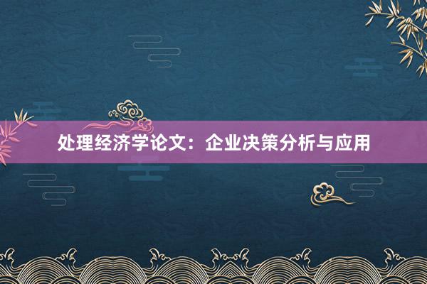 处理经济学论文：企业决策分析与应用